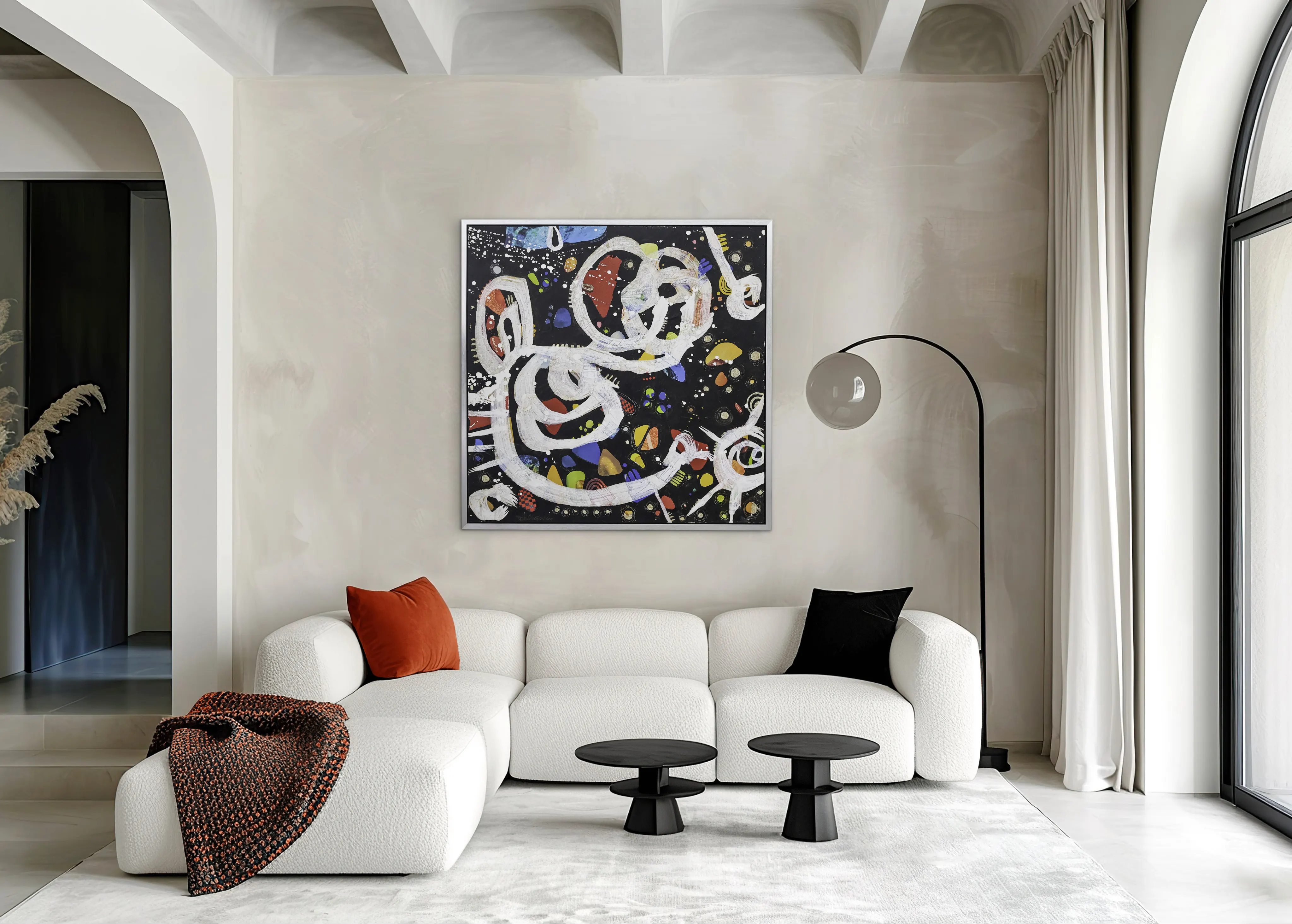 A contemporary artwork installed in a lived room where longevity and care can be considered
